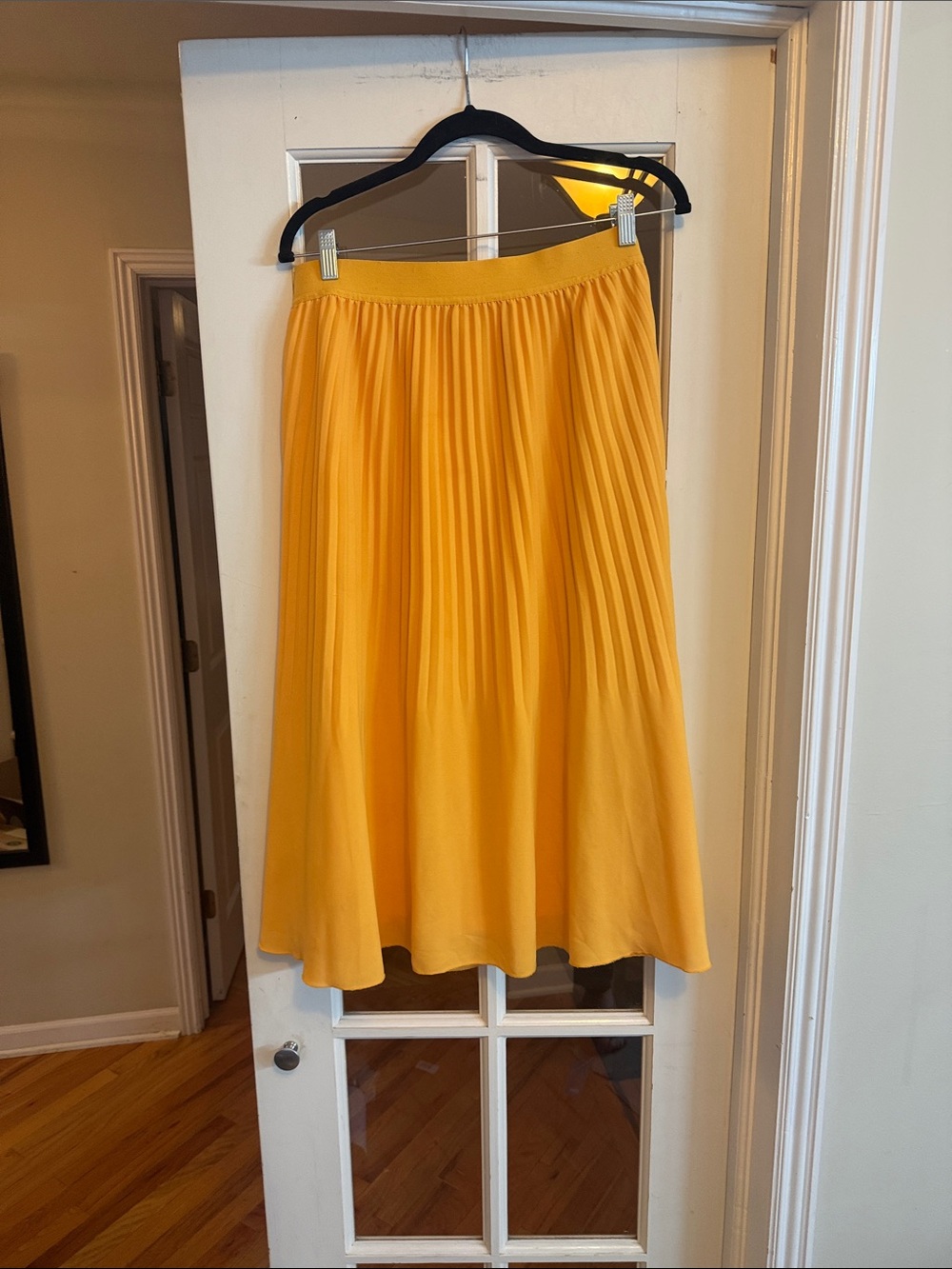 J. Crew Yellow accordion Pleated Midi Skirt